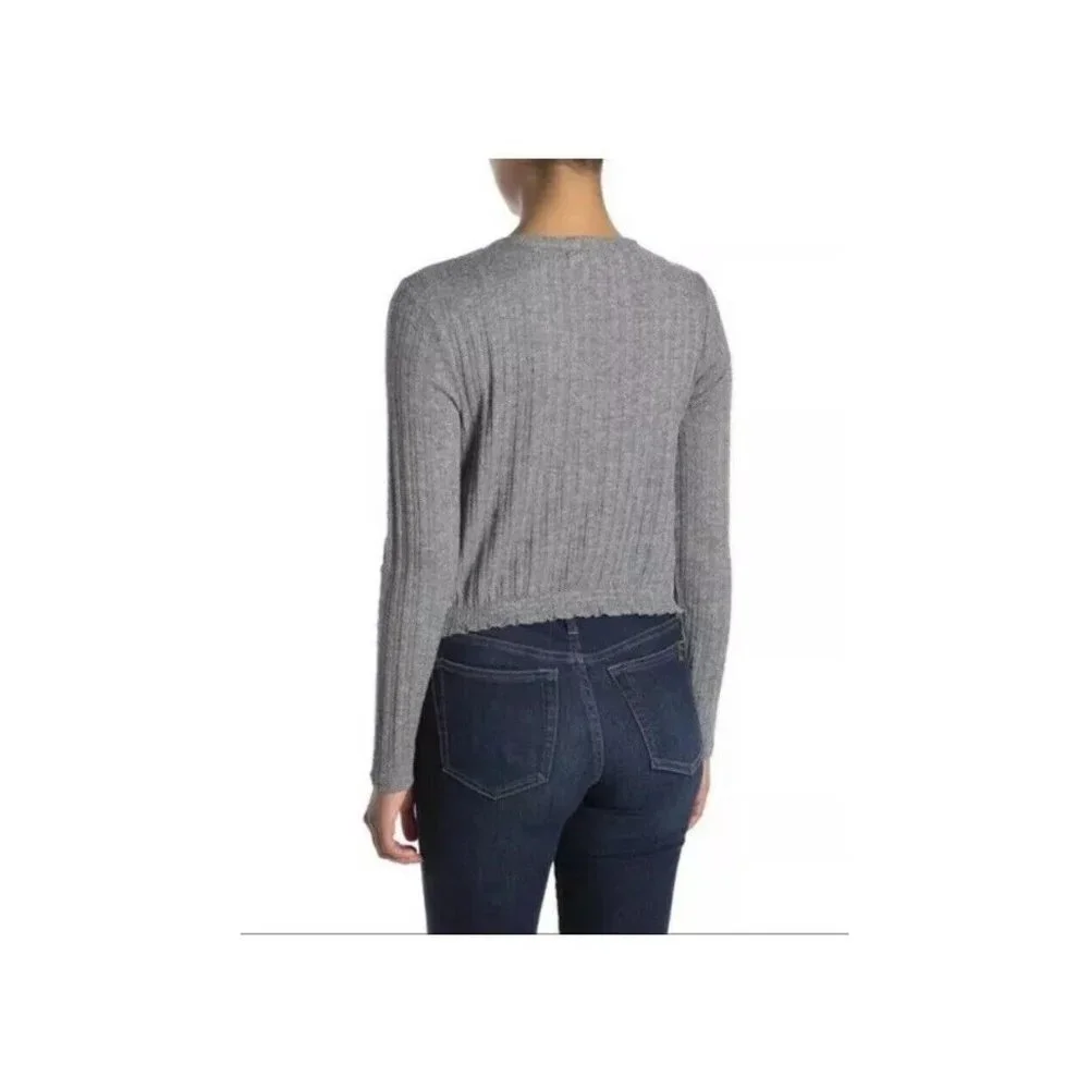 NWT‎ Women's Abound Pointelle Knit Crop Grey Sweater S